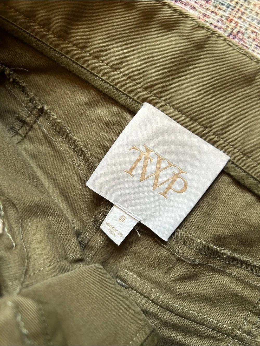 TWP Olive Green Side Stripe Cotton Cargo Military Pant
